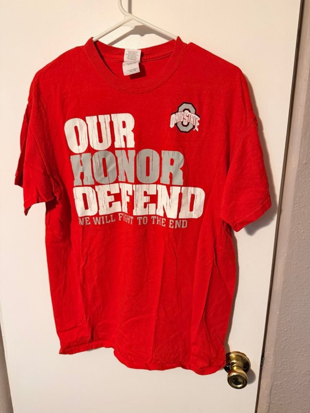 Ohio state buckeyes red t shirt, size large